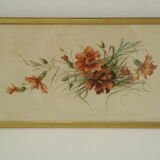 Watercolor frame golden bouquet of flowers