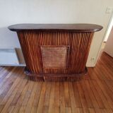 Wicker rattan counter bar 1970