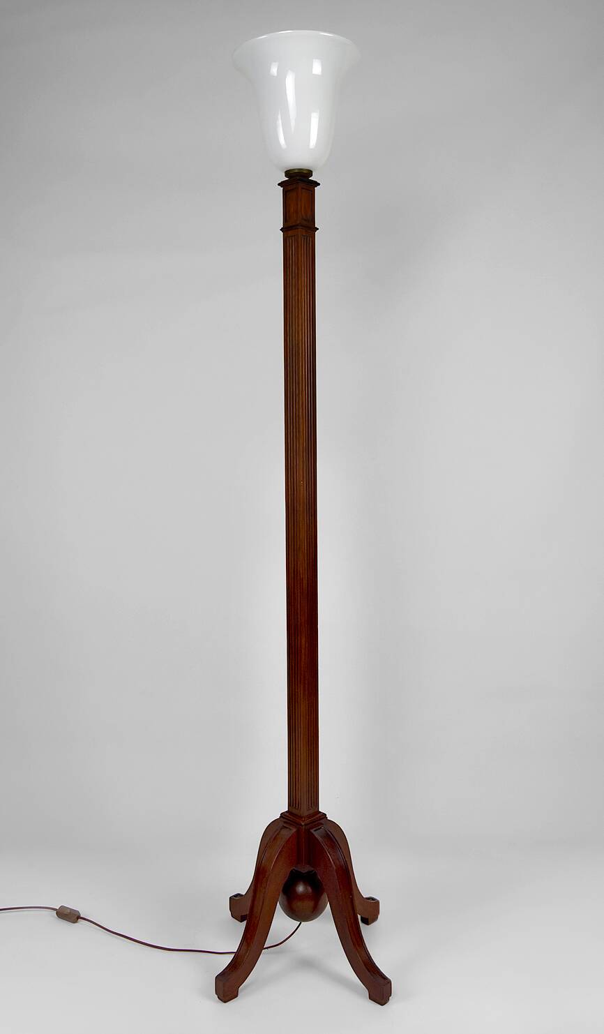 Art Deco floor lamp in carved beech, France, circa 1920