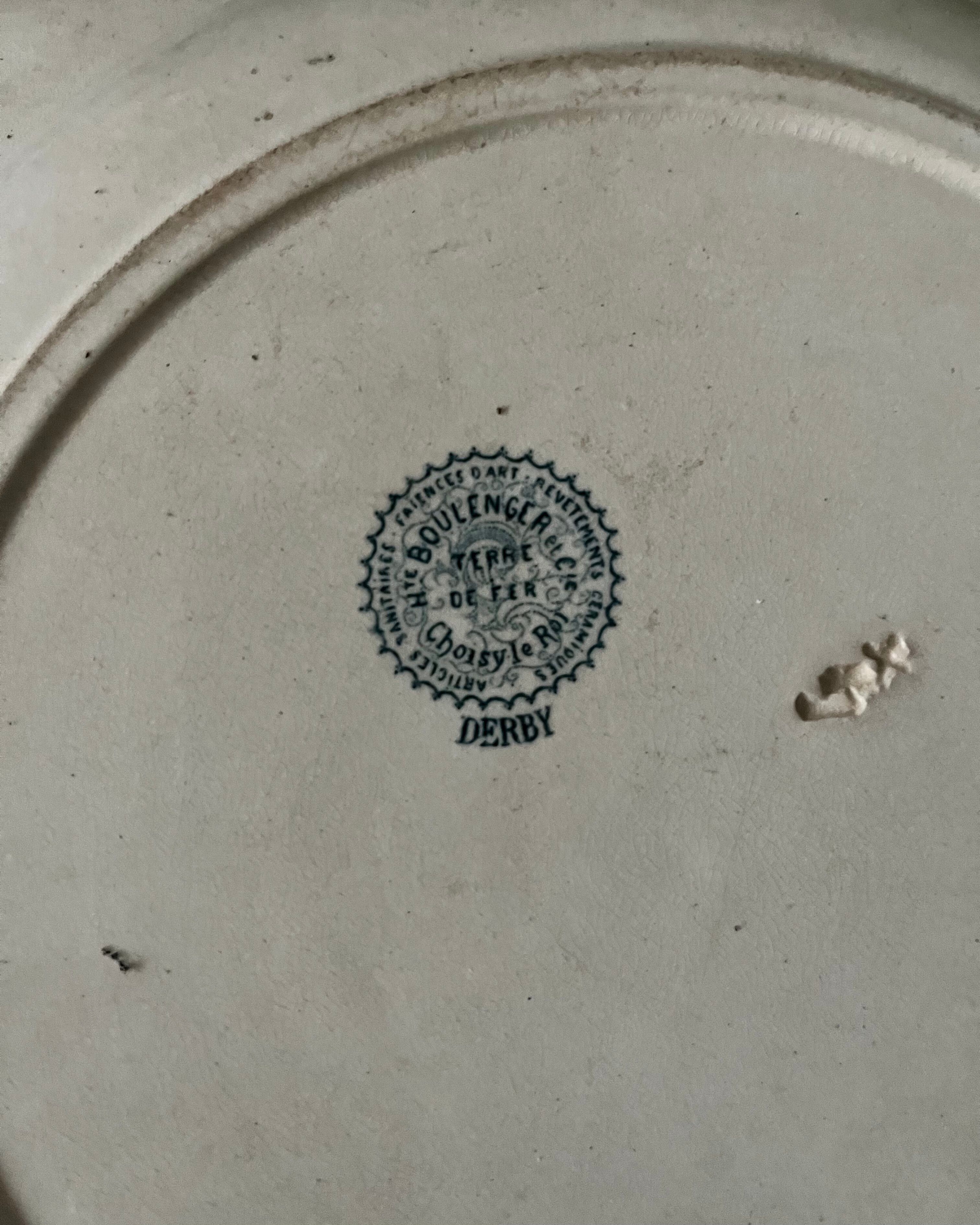 Large round ironstone dish Choisy-le-Roi Derby