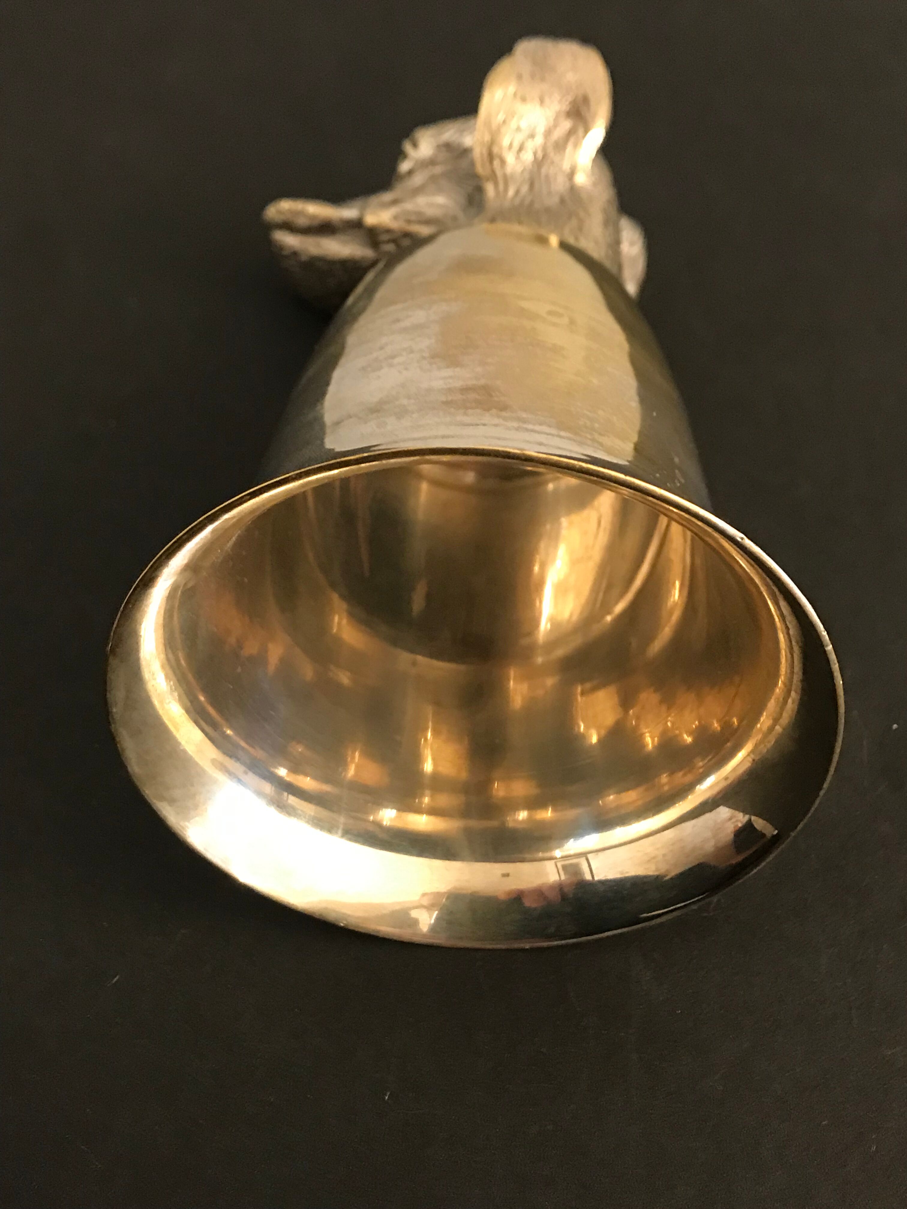 Calice or silver metal glass with dog's head 19th century