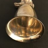 Calice or silver metal glass with dog's head 19th century