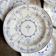 6 deep plates Boch La Louvière in blue glazed earthenware, "Copenhagen" service - 1920s-30s