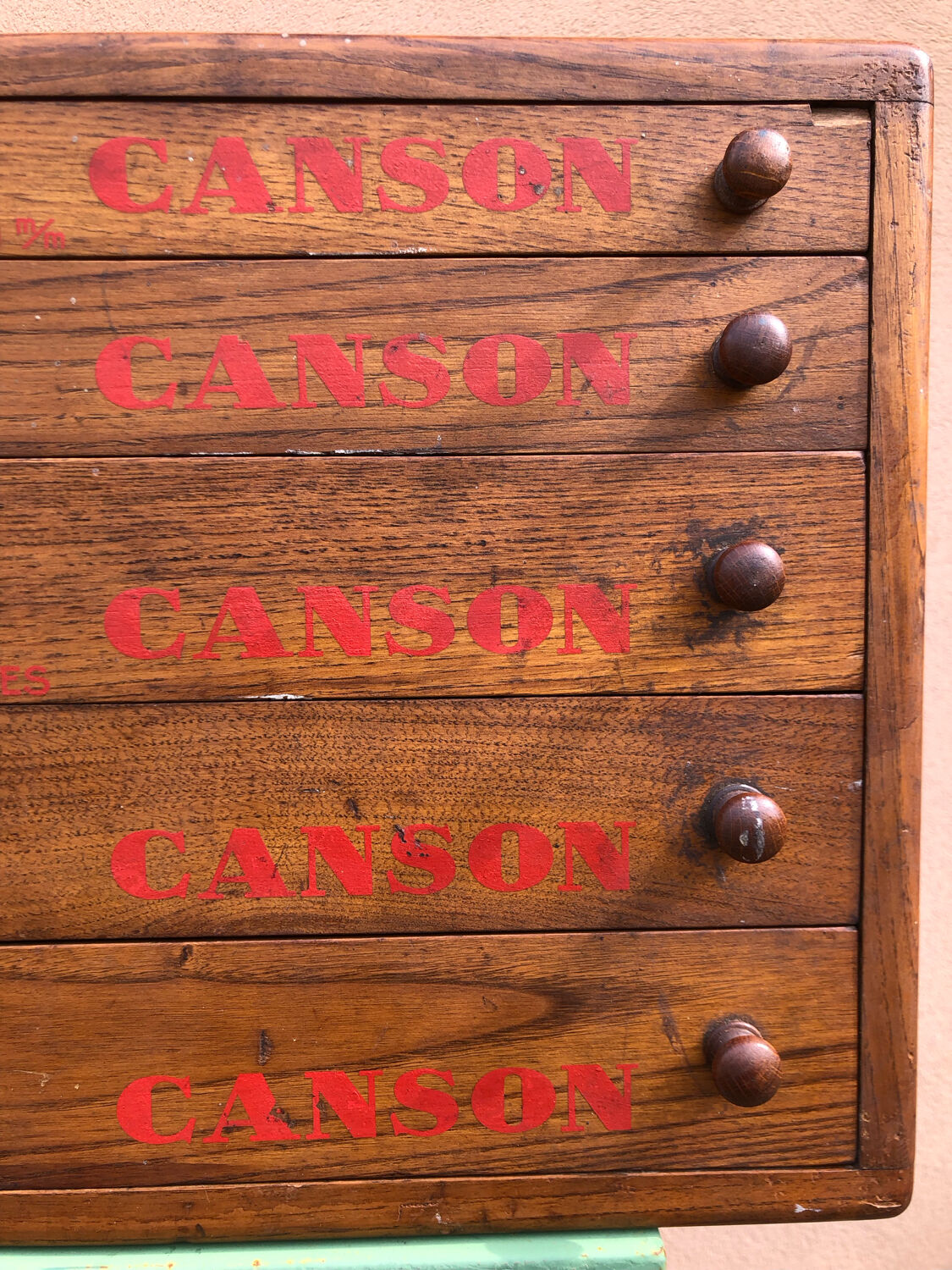 Craft furniture: display of old stationery for Cansons Papers.  50s