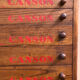 Craft furniture: display of old stationery for Cansons Papers.  50s