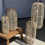 Small lantern-shaped rattan suspension H35 D15