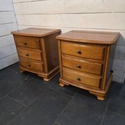 Pair of Louis Philippe style bedside tables in cherry wood.