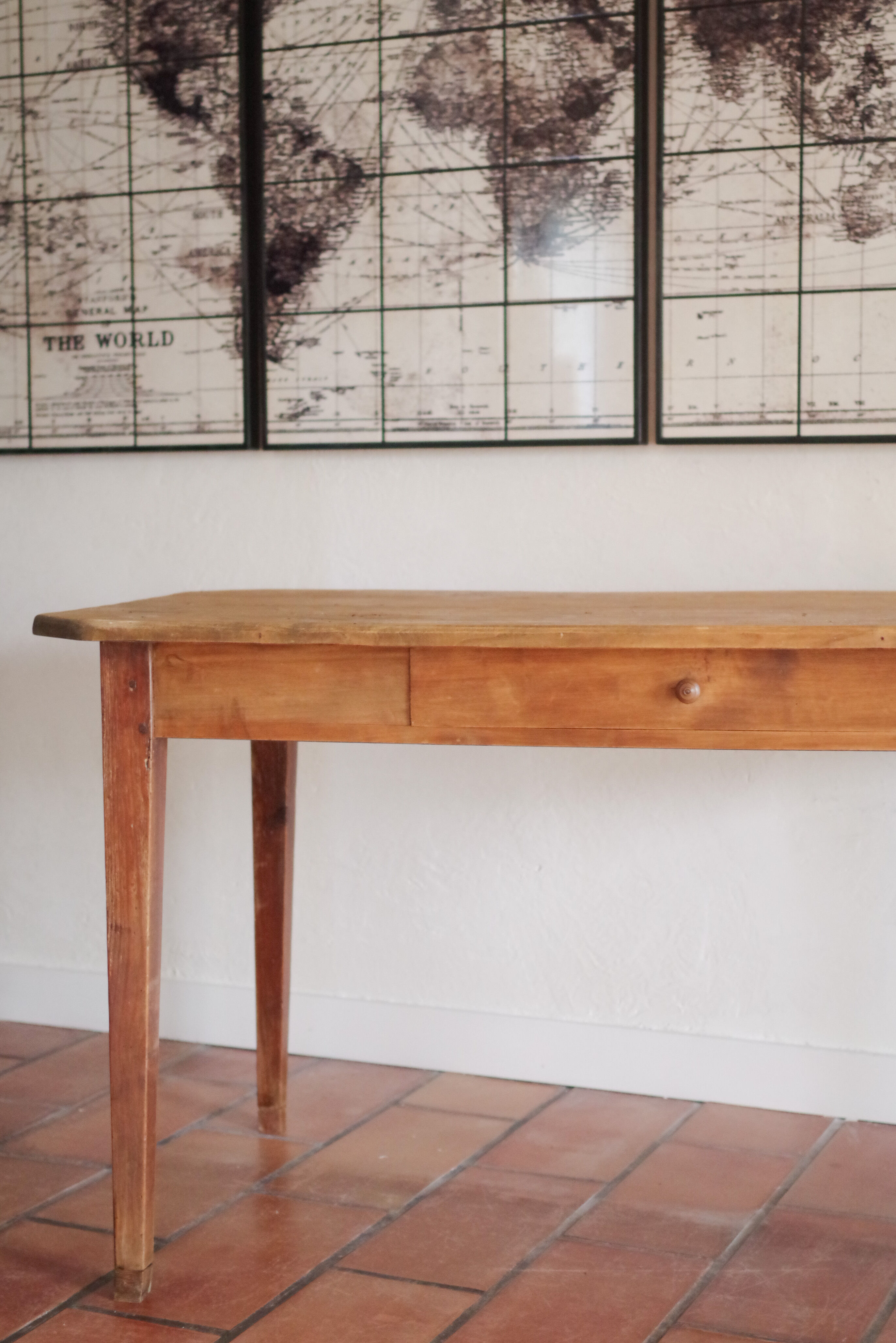 Old wooden farm table
