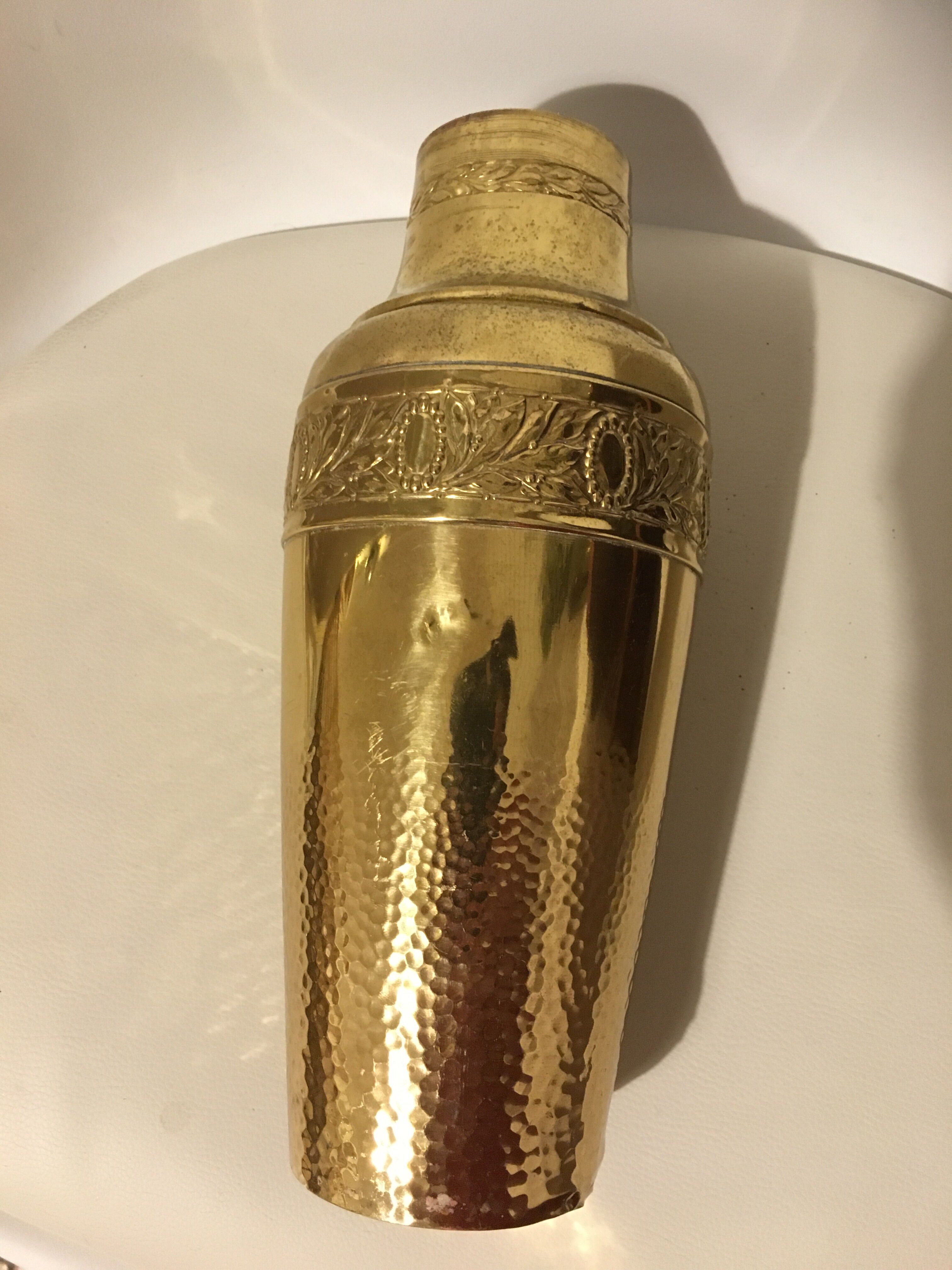 Yellow copper vase signed gbn art deco