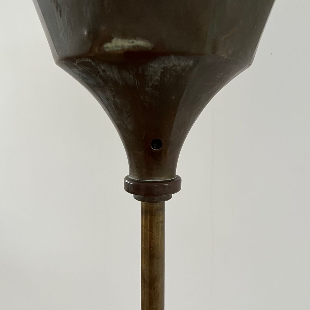 English mid-century brass floor lamp uplighter