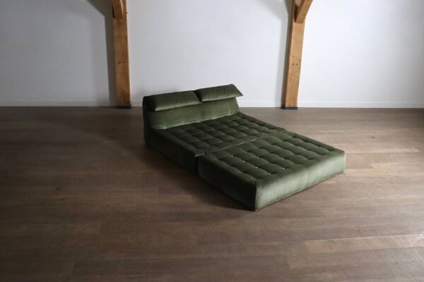 Lit Le bambole en velours vert par Mario Bellini pour B&B Italia, années 1970