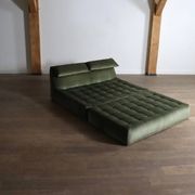 Le bambole bed in green velvet By Mario Bellini for B&B Italia, 1970s