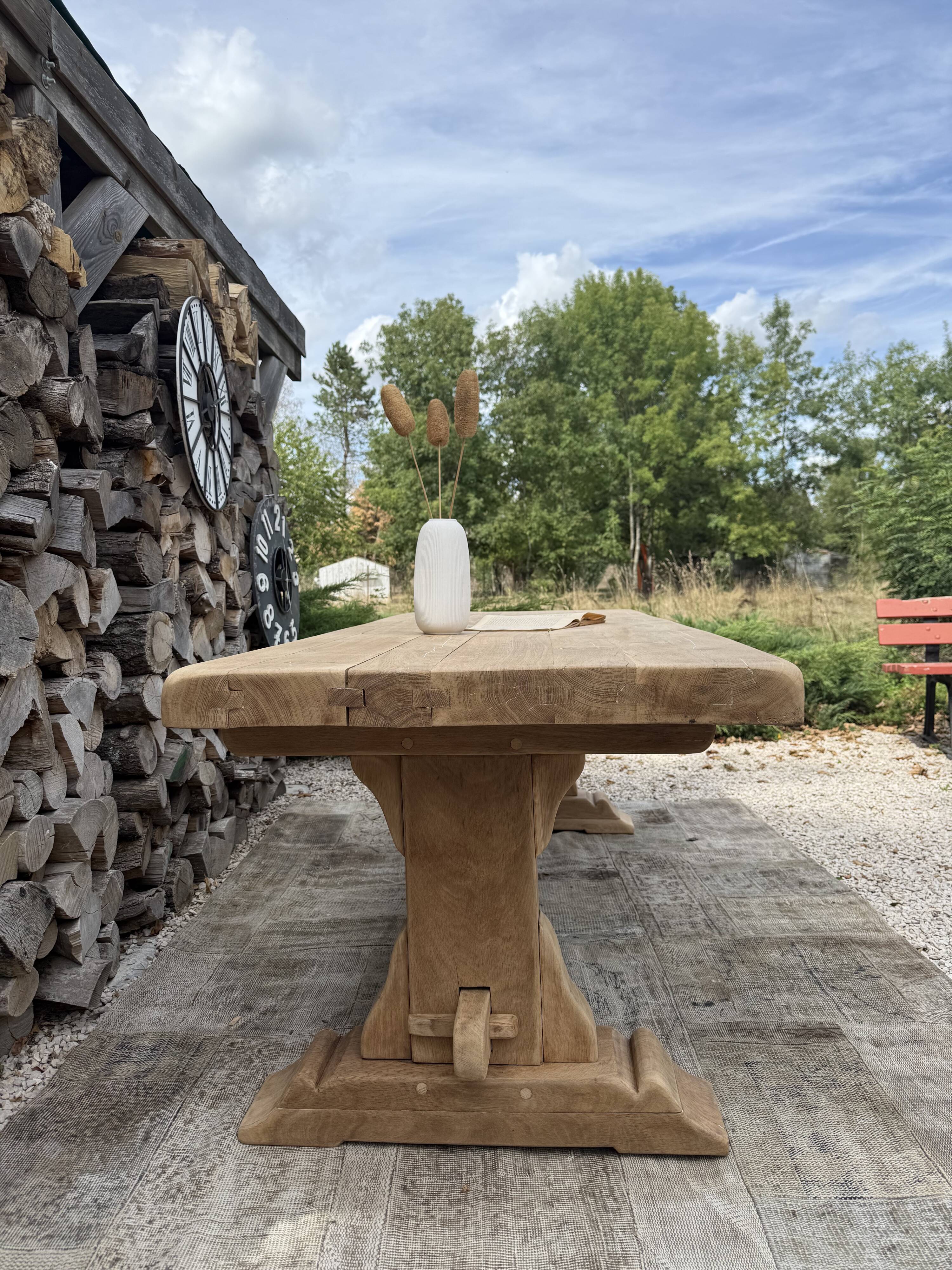 Monastery table, solid oak, 220cm.