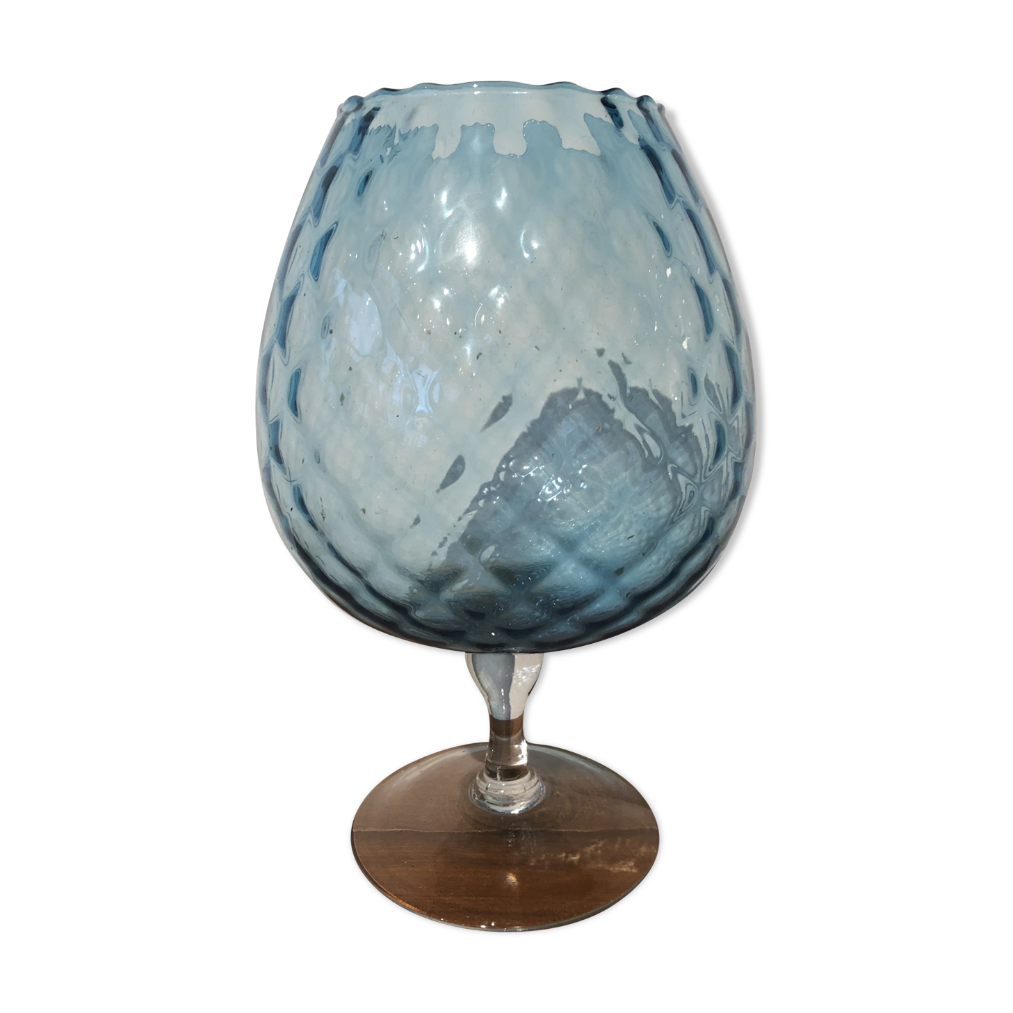 Clear blue glass vase
