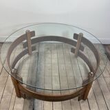 Table basse ronde scandinave en teck 1970