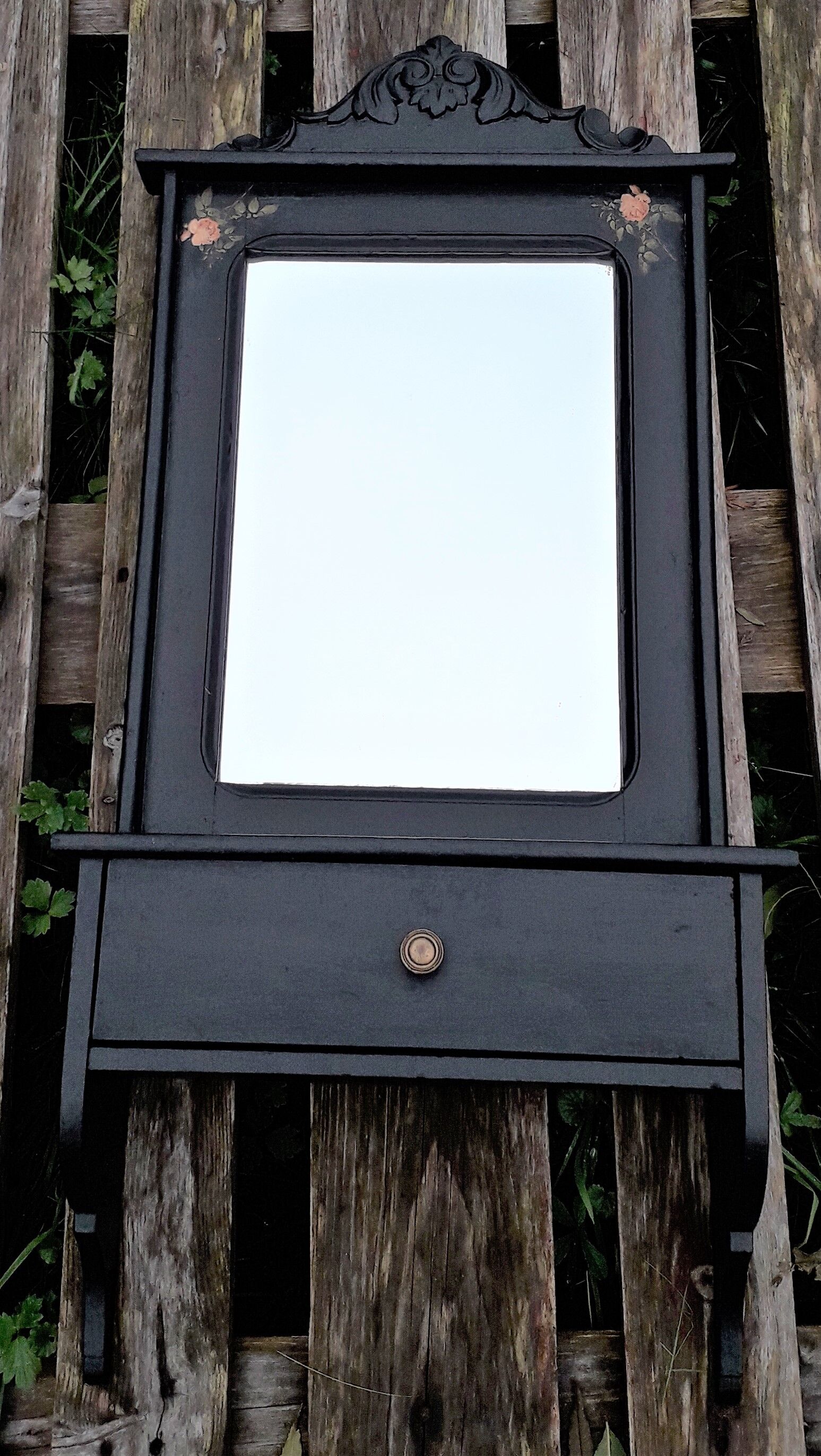 Mirror with Napoleon III shelf 41x90cm