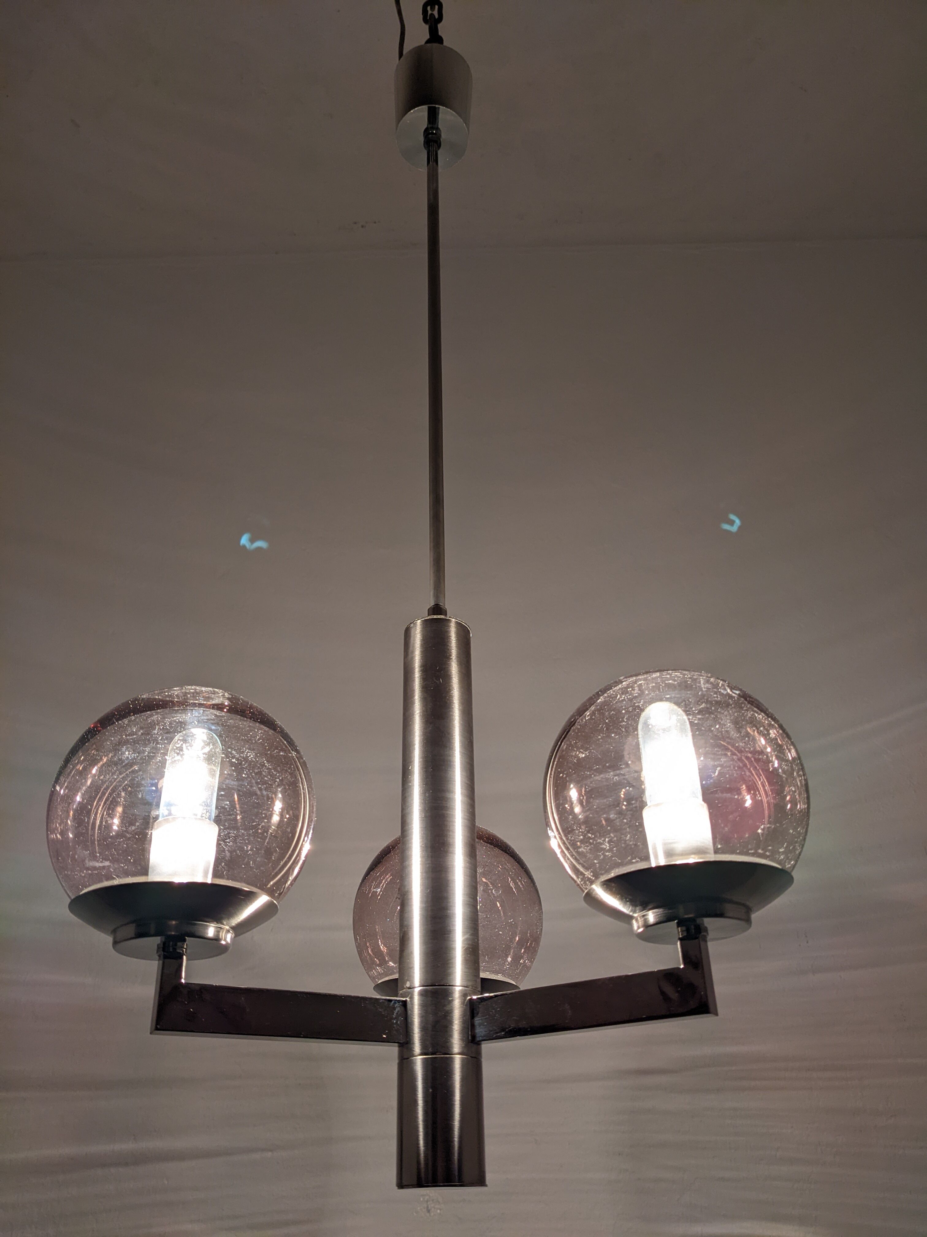 3-light space age chandelier from the 60s-70s