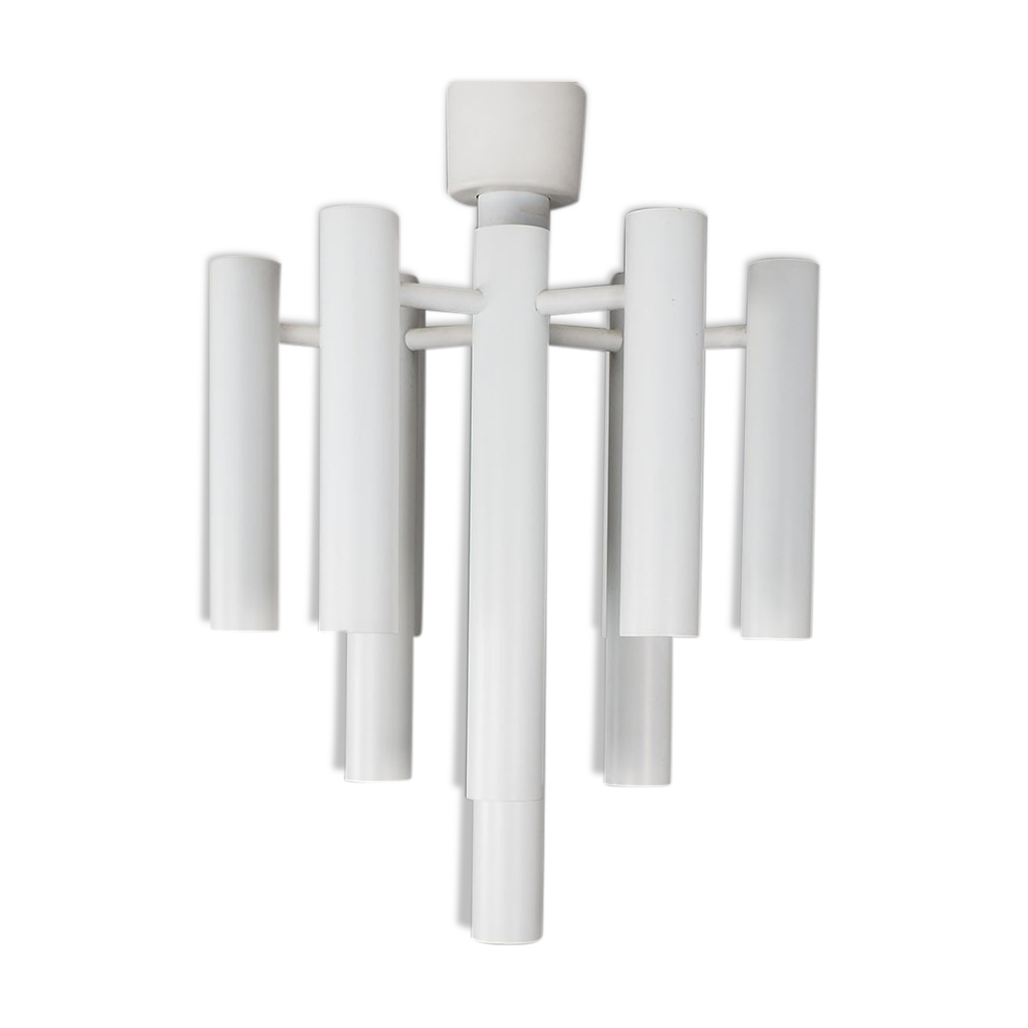 Plafonnier en métal blanc par Temde, années 1970