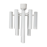 Space age ceiling lamp in white metal by temde, 1970s