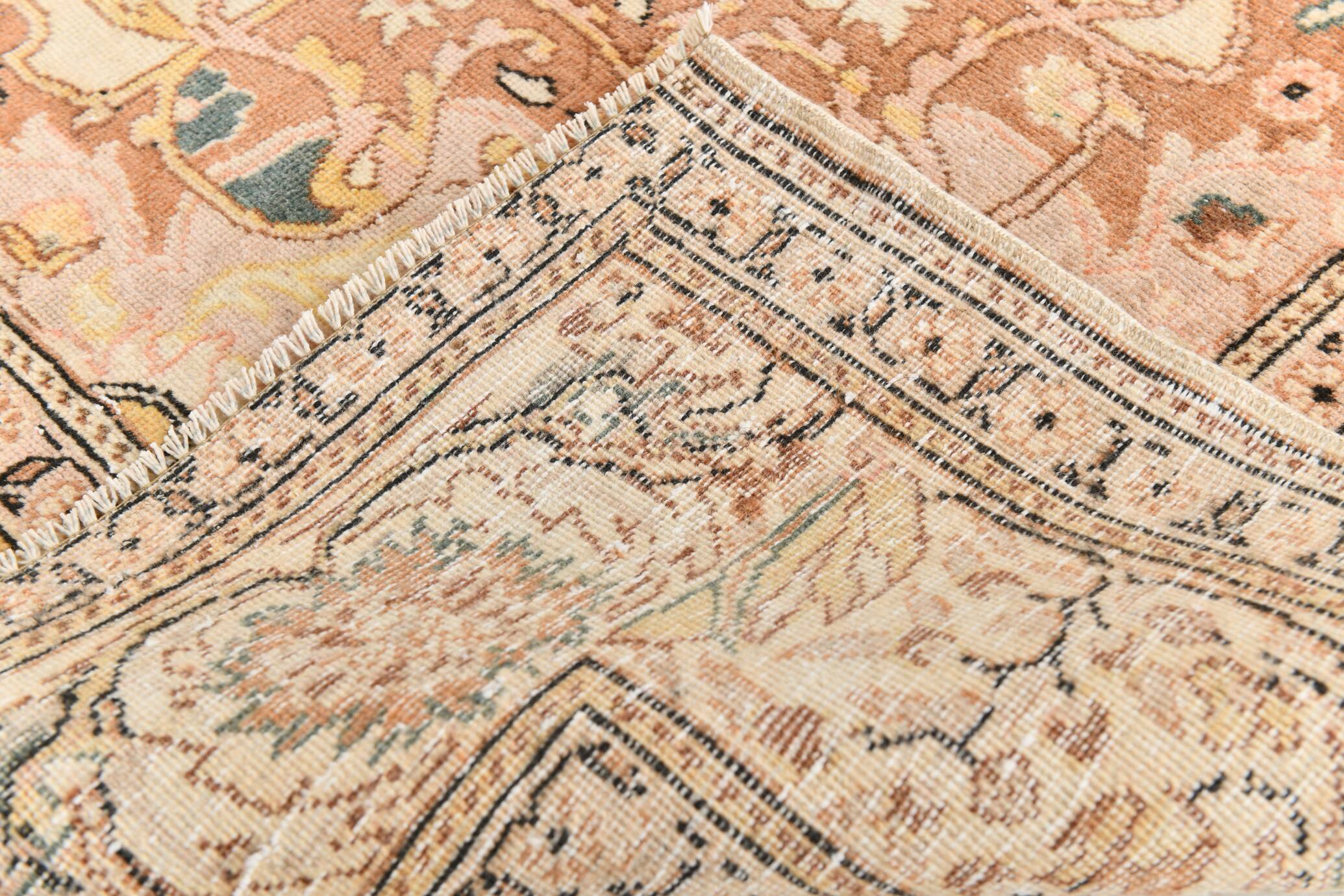 Vintage Cream & Brown Classic Pattern Persian Rug, 193x286Cm