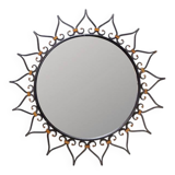 Wall mirror sun in wrought iron with heart pattern - 1960s