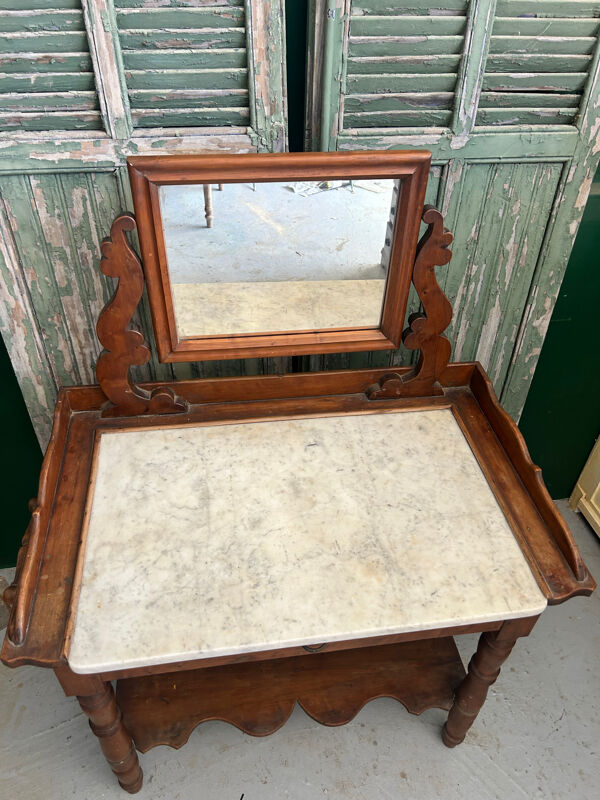 Meuble de toilette en bois et marbre – fin XIXᵉ