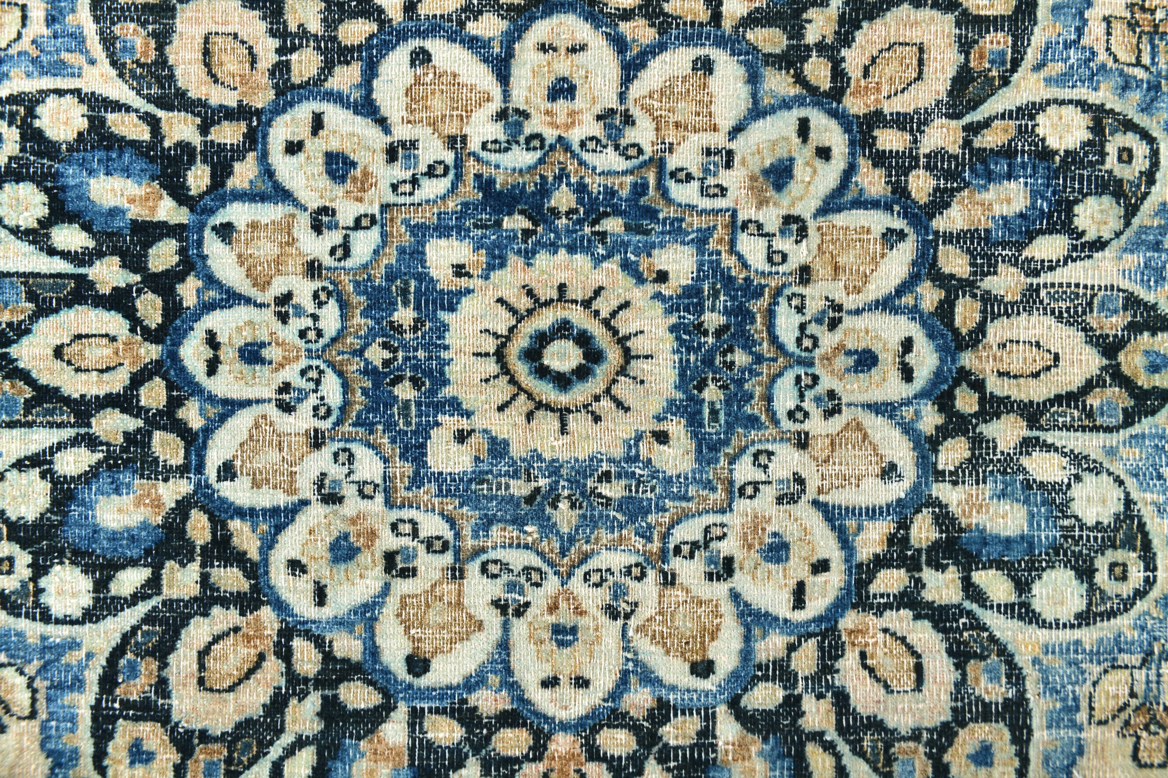 8x11 Rug For Living Room Navy Blue Antique Persian Rug, 260x343Cm