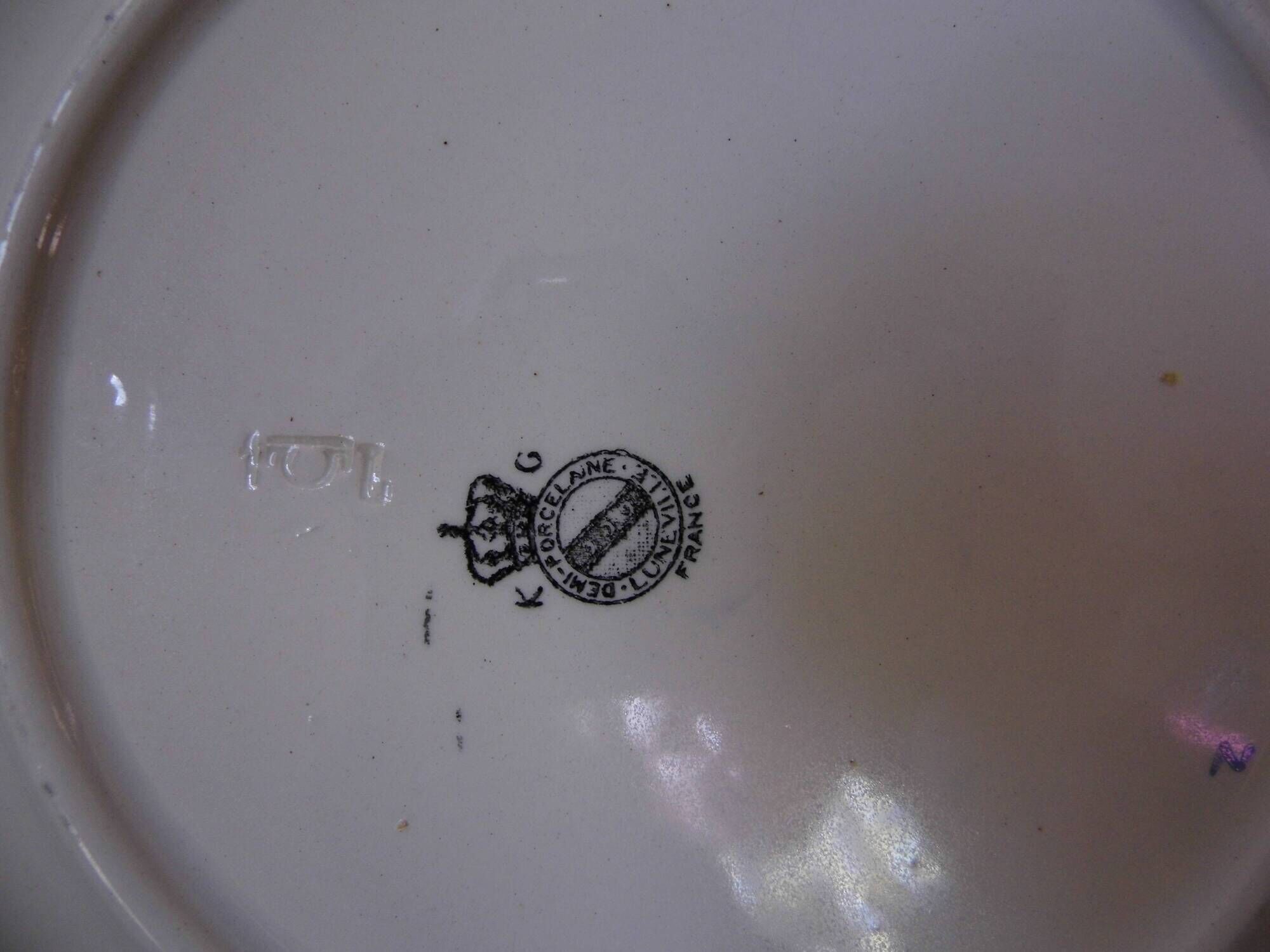 10 earthenware plates from lunéville kg, keller and guerin, model reverbere