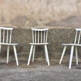 Trio of Scandinavian chair bistro troquet guinguette in curved wood