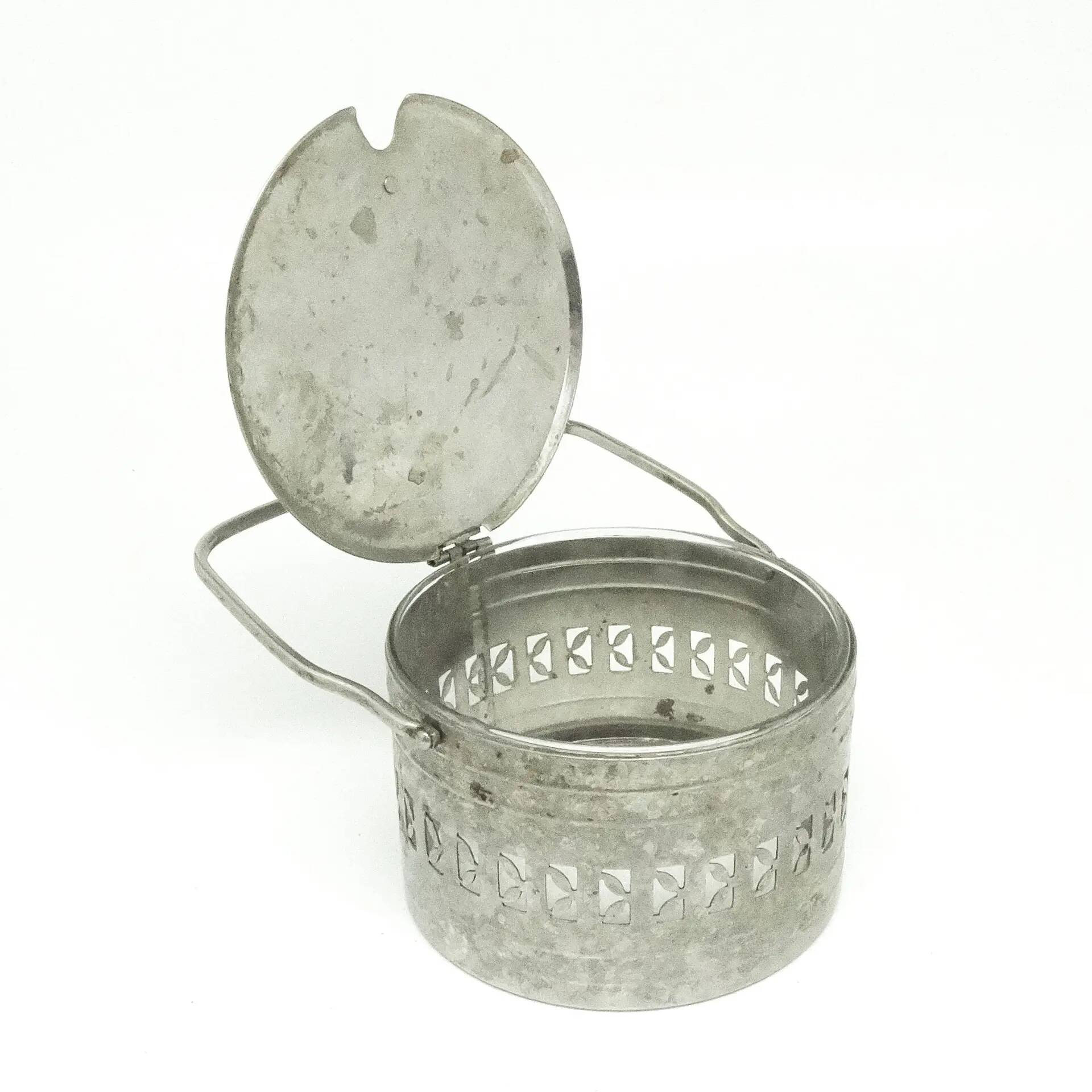 Basket sugar bowl, postmodernism, nickel-plated brass, Poland, 1960s