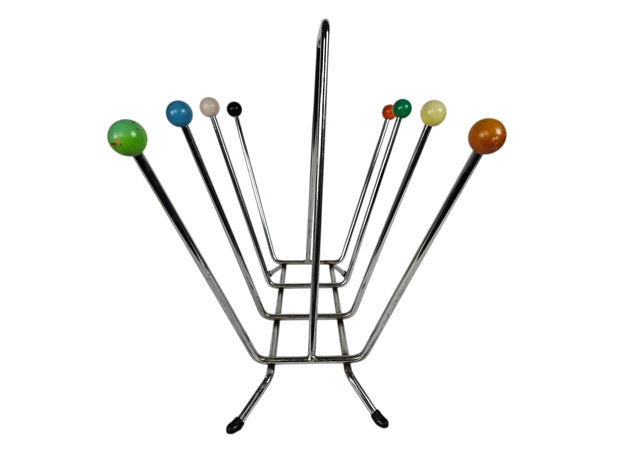 Charles and Ray Eames style magazine rack - Atomic - chrome - wood  Sputnik