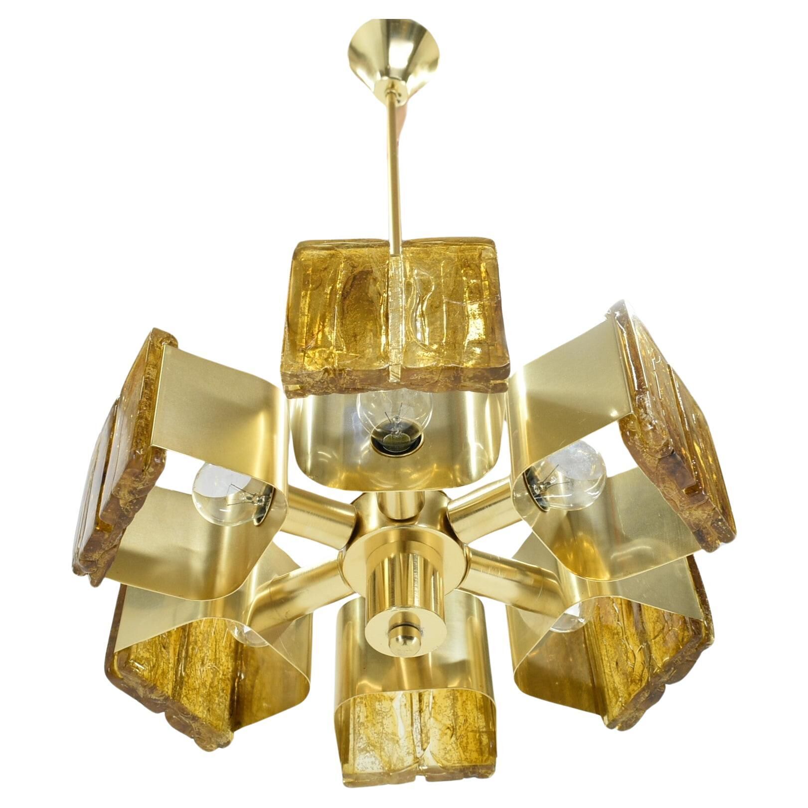 Mid-century design brass and resin pendant, 1960s / Hungary