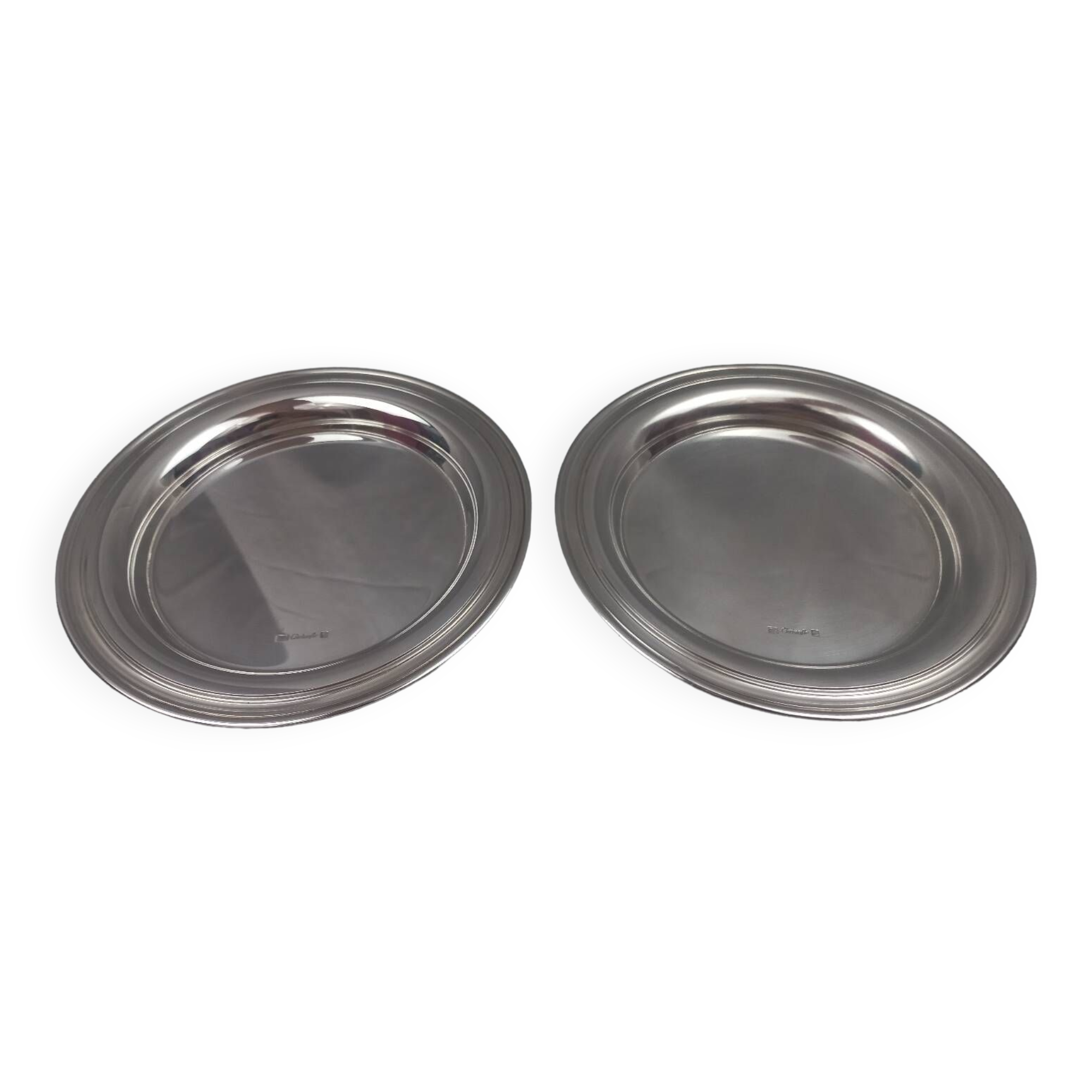 CHRISTOFLE ALBI MODEL - 2 BOTTLE COAT CARAFE BREAD PLATE SILVER METAL TBE