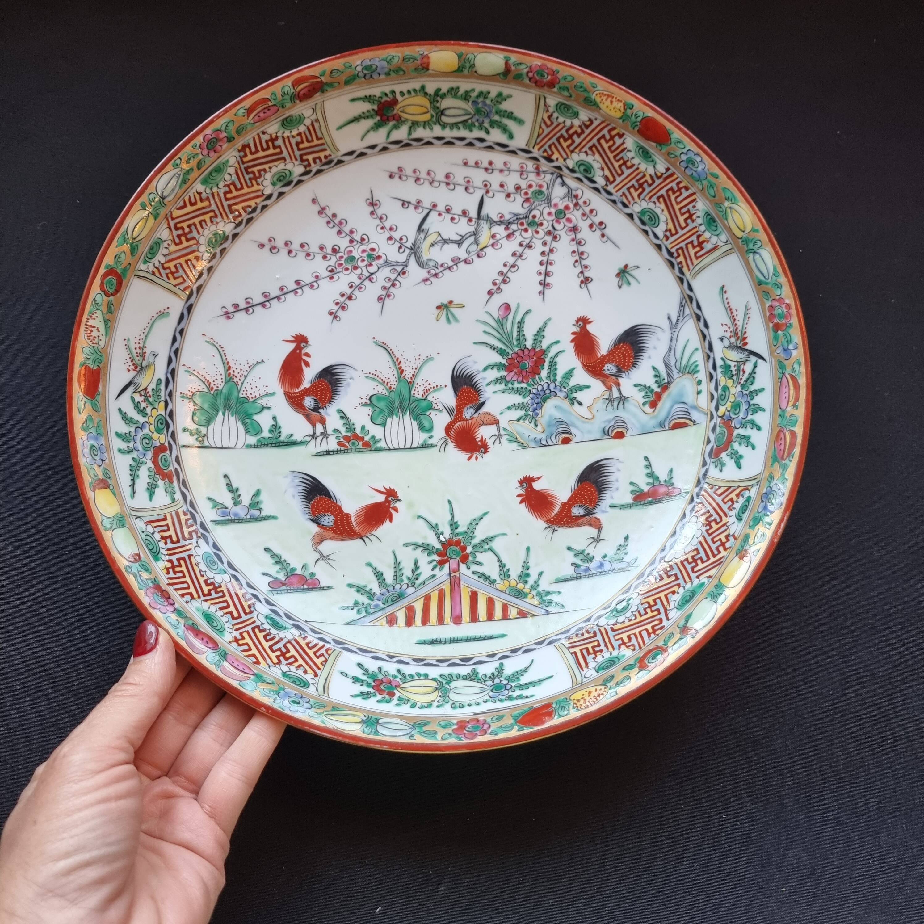 Large soup plate in Macao porcelain (1971), authentic wine piece