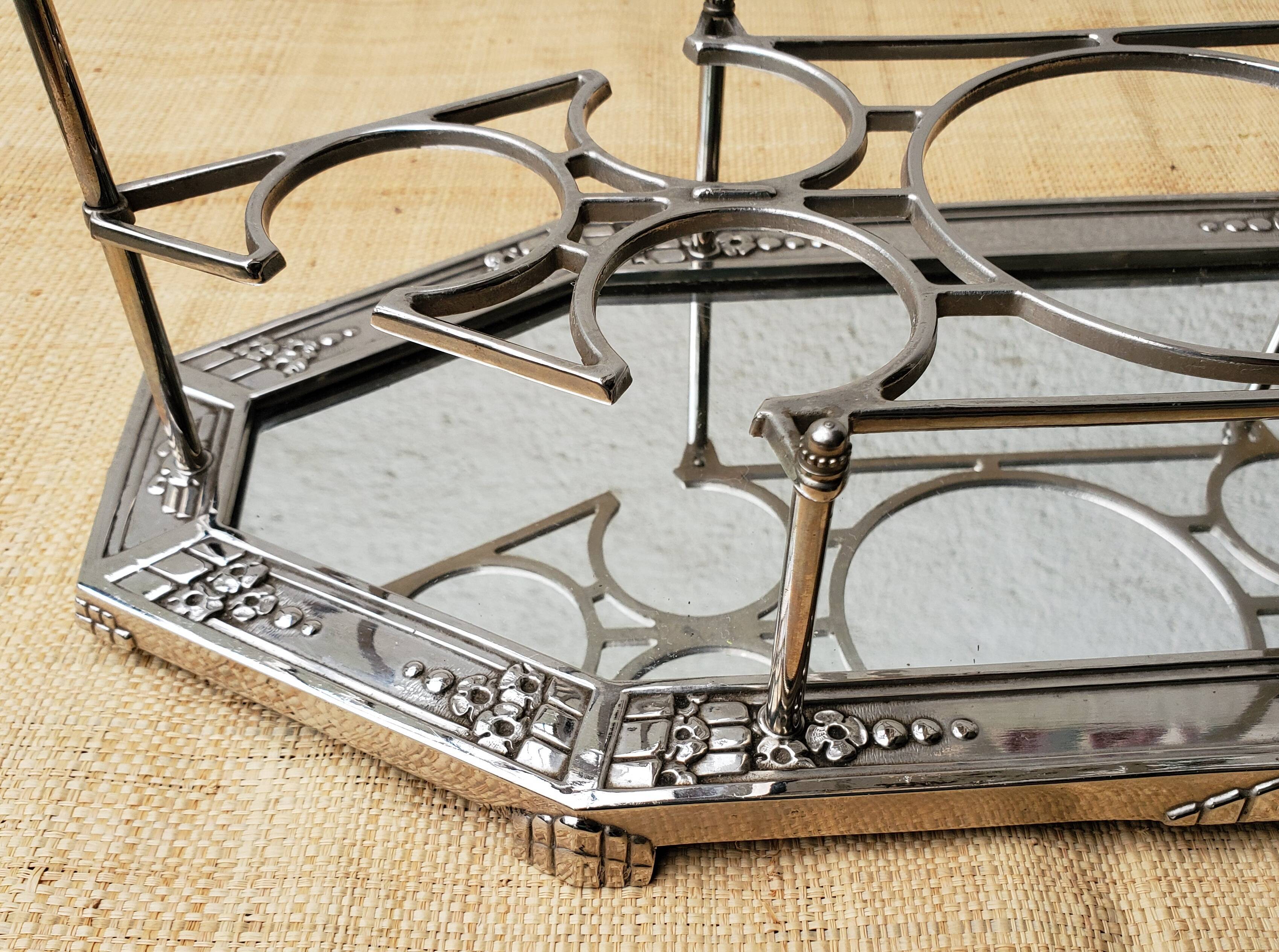 Glass door tray and art deco bottle