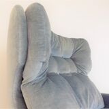 Ensemble de 2 fauteuils mohair bleu glacier Carl Straub