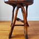 Vintage solid wood chair, popular art, brutalist style, 1950s, heart-shaped backrest.