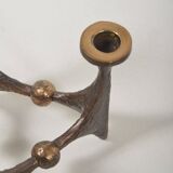 Brutalist candlestick in bronze by Michael Harjes, 1960s