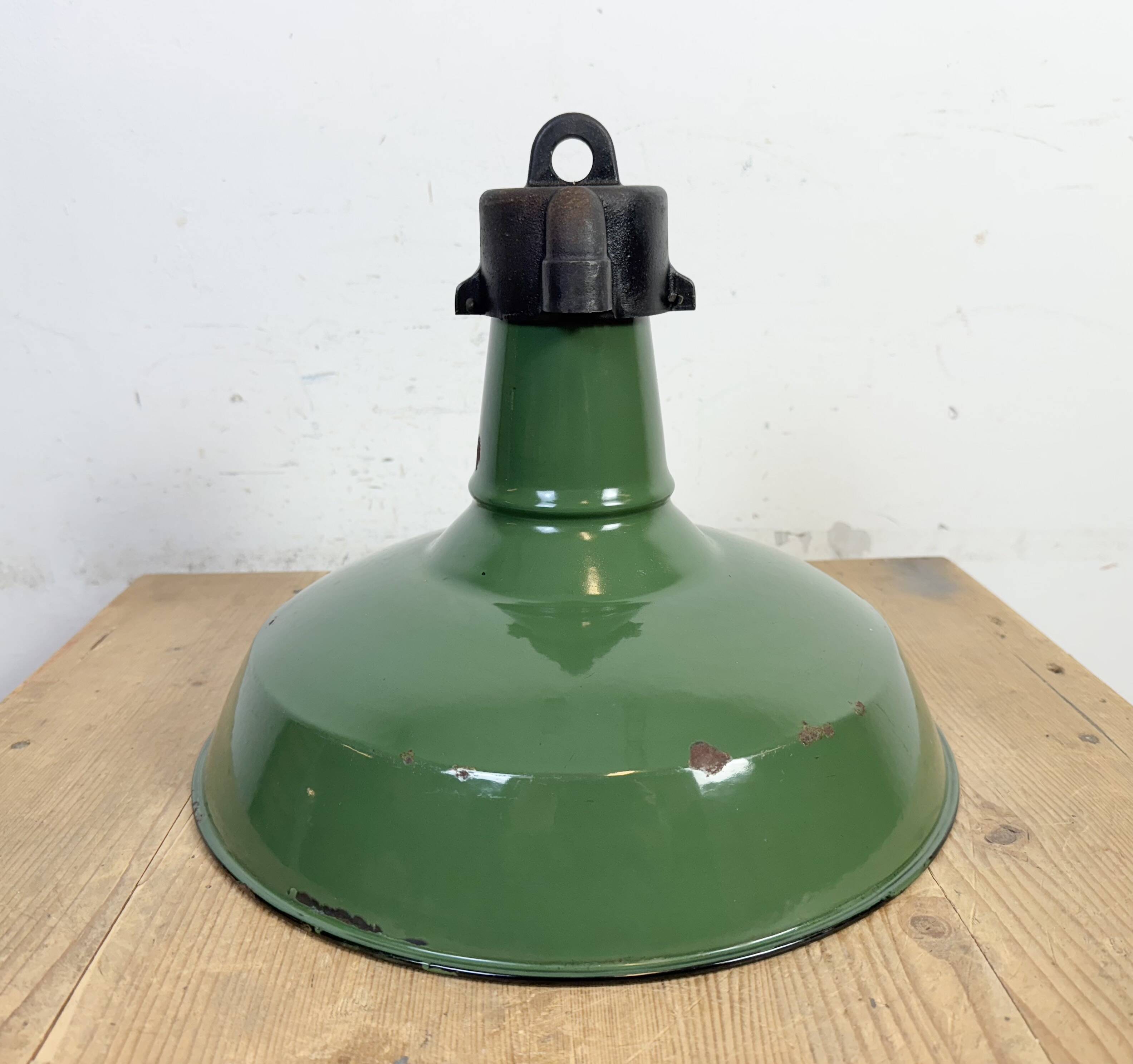 Industrial Green Enamel Factory Pendant Lamp, 1960s