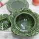 Bowl and plate in the shape of cabbage leaf, made in Portugal