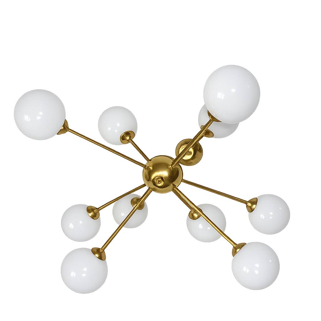 1960s Sputnik chandelier | Brass and glass | 8x E14 | Vintage