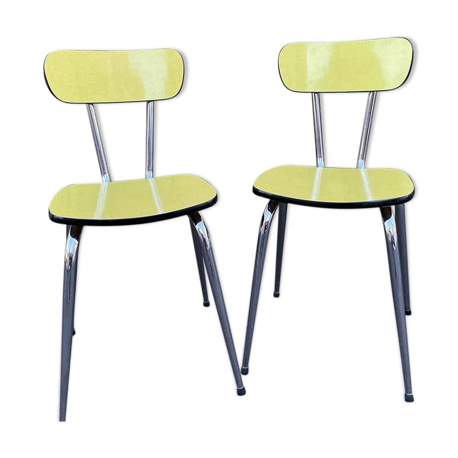 Chaises formica jaune et noir