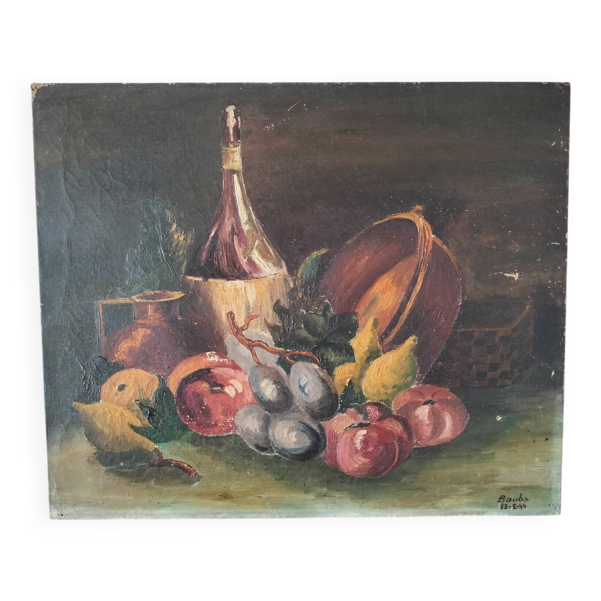 Still life with a bowl of fruit.
