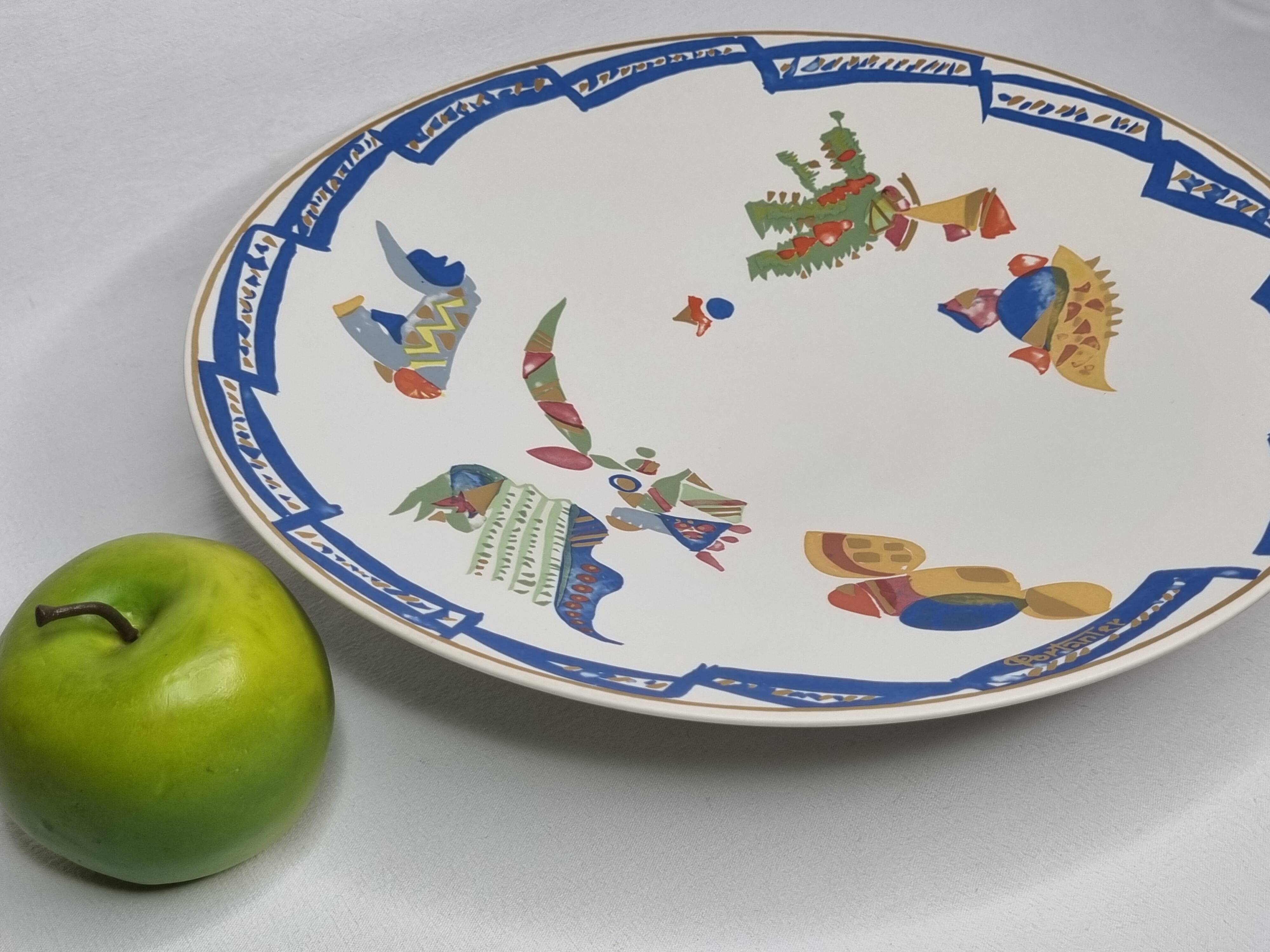 Large Rosenthal platter, 36 cm, Gilbert Portanier, abstract design, signed, 1970s
