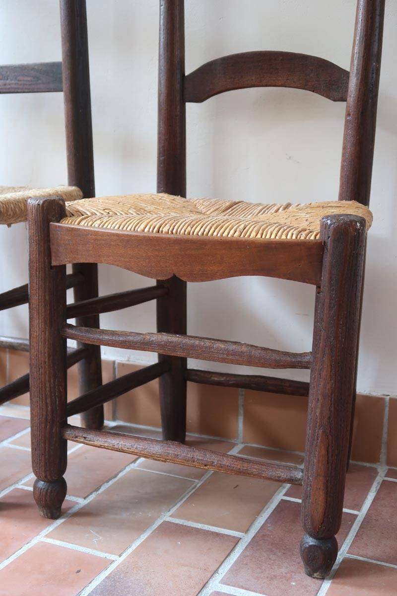 Pair of straw farm chairs