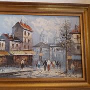 Oil on canvas Paris Montmartre by Billings