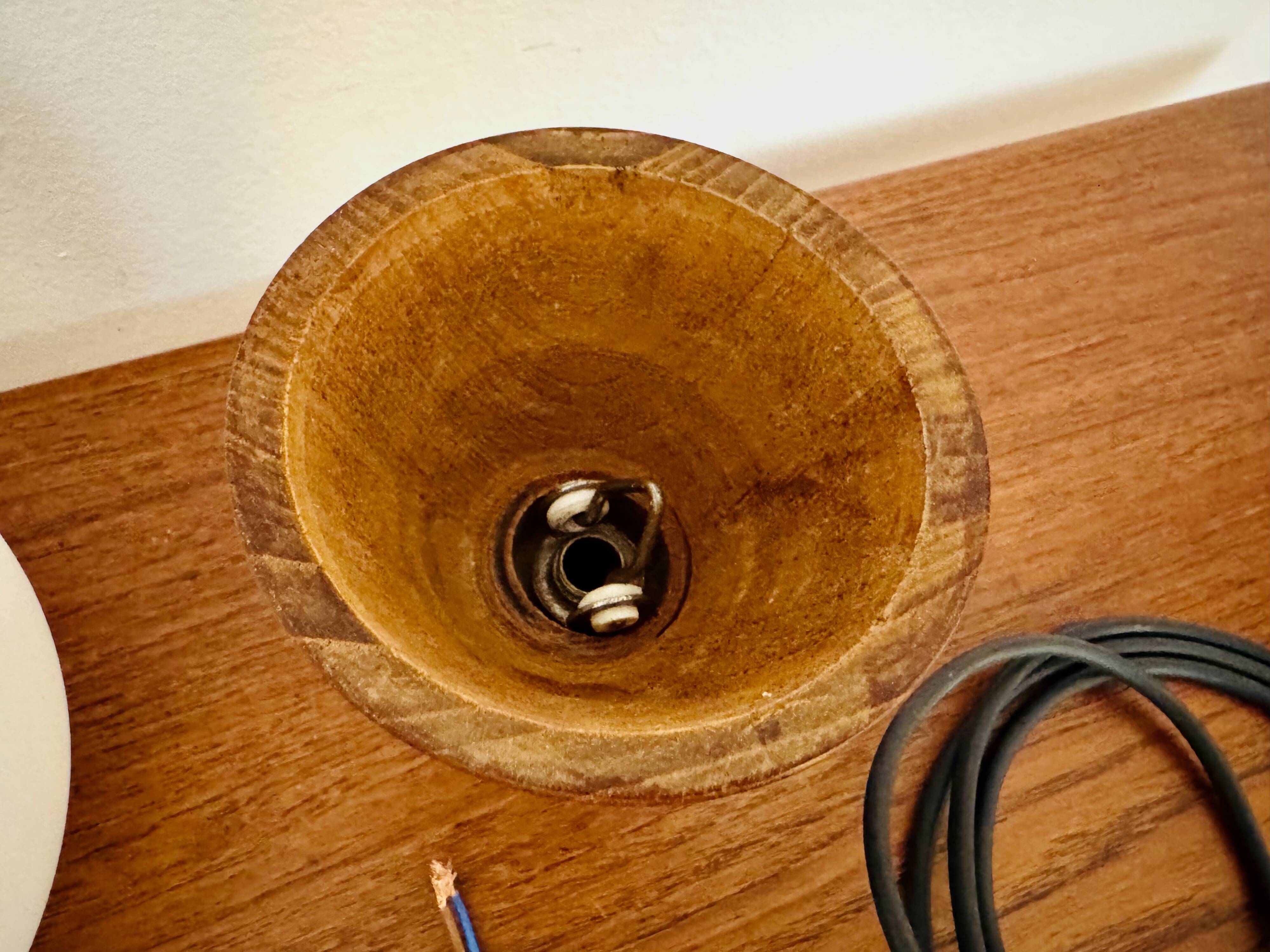 Danish Opaline and Teak Cascading Lamp by Nordisk Solar