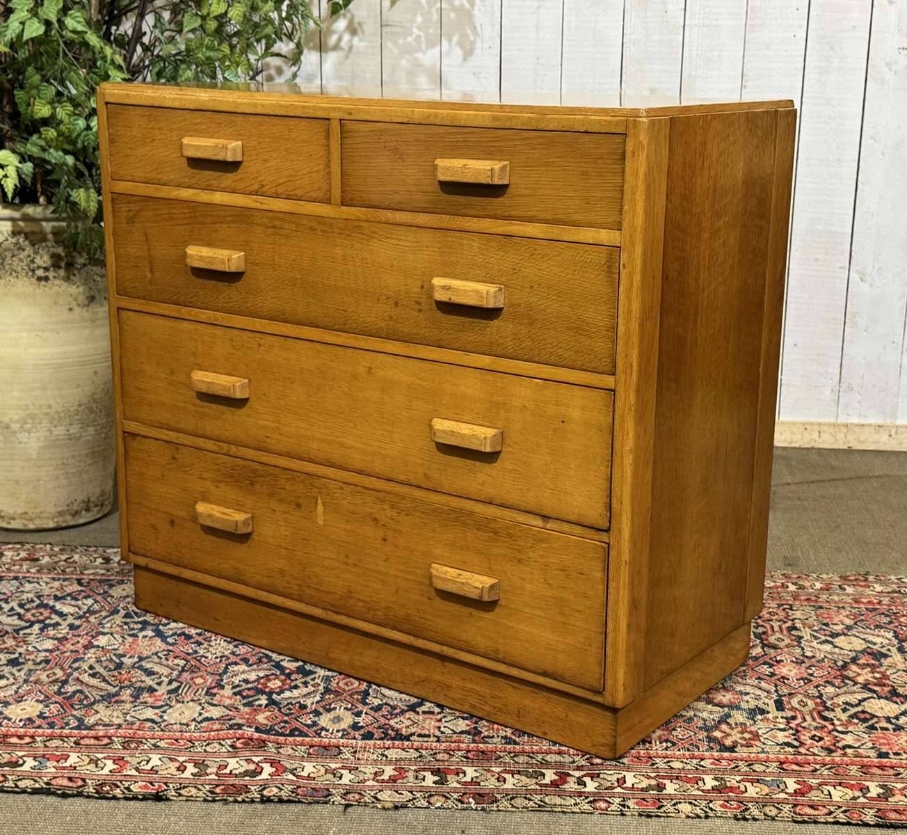 1950s English oak chest of drawers