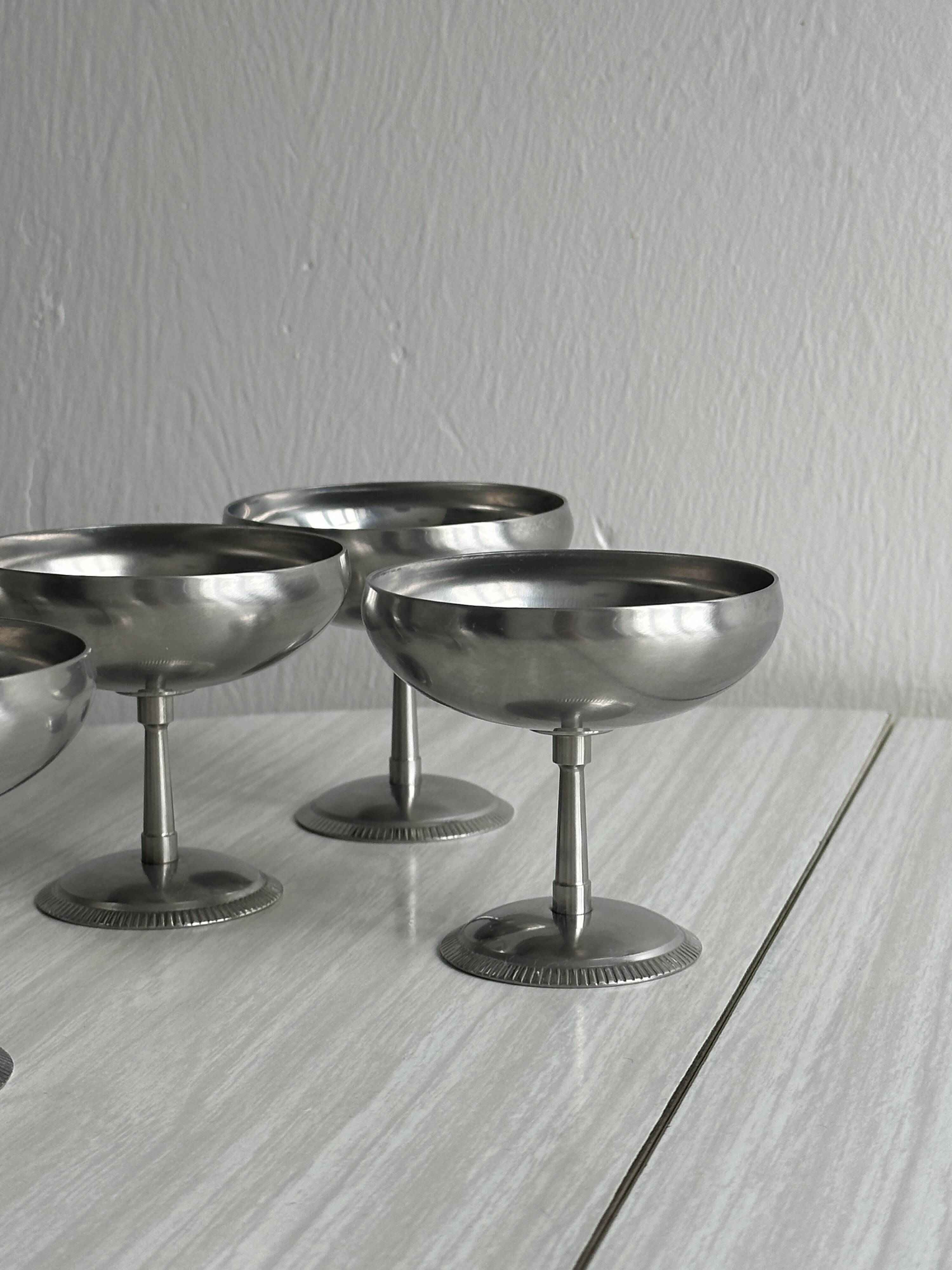 6 stainless steel footed bowls, Letang Remy style