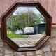 Vintage octagonal mirror in solid wood from the 70s, 63x63cm.